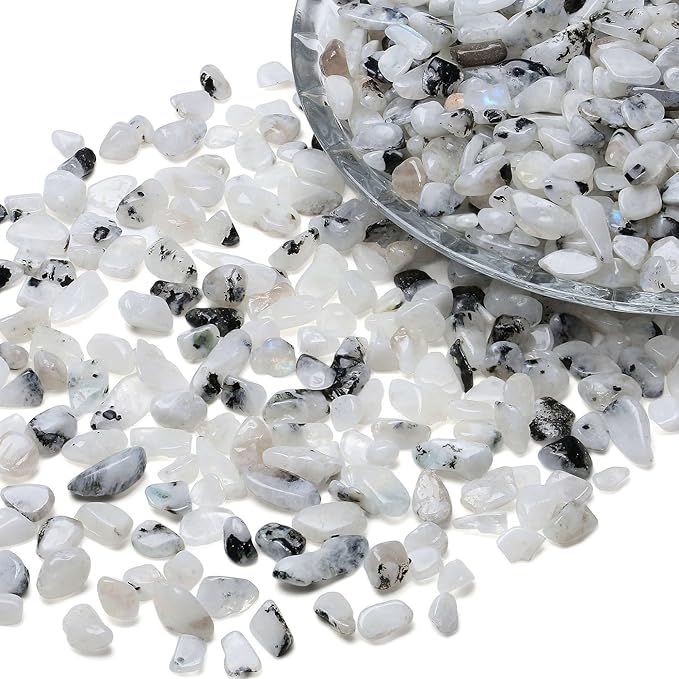 LAIDANLA White Labradorite 1lb Crystal Polished Tumbled Stones Irregular Shaped Crystal Chips Bulk Natural Gemstone Aquarium Gravel Rocks Vase Filler Fish Tank Gravel Home Decoration
