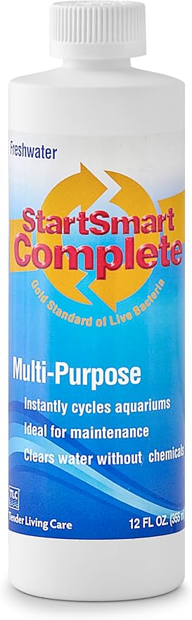 TLC Products StartSmart Complete Freshwater Aquarium Cycle Starter & Beneficial Nitrifiers, Supports Clear Water & Biofiltration, Reduces Excess Sludge, 12 oz (355 ml)