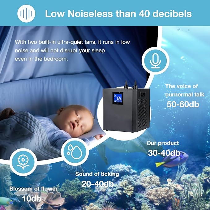 Aquarium Chiller, 79gal 1/3 HP Water Chiller for Cold Plunge, Hydroponic Cooler Fish Tank Cooling System for Axolotl Coral Reef Shrimp with Water Pump and Pipe for Home Use (79gal/300L, 1/3HP)