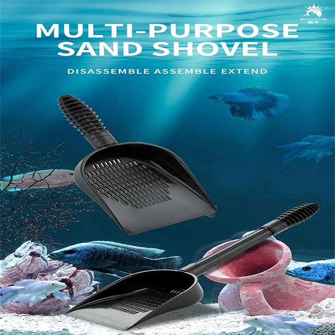 Aquarium Sand Shovel with Ergonomic Handle Gravel Strainer Scoop for Fish Tank Sand Sifting Debris Removal