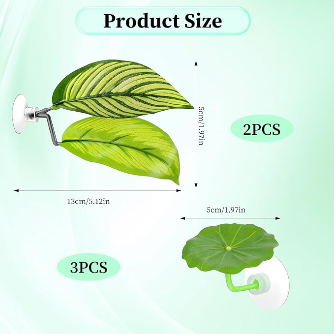 5 Pcs Fish Tank Accessories Aquarium Shrimp Hideout Betta Toys Betta Leaf Hammock Toys Set Plastic Aquarium Plants that Won’T Damage Fishtail Hideout with Spare Suction Cup for Smallfish