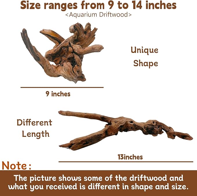 Tfwadmx Natural Driftwood for Aquarium Decor-9-14 Assorted Large Driftwood,Fish Tank Drift Wood Decoration, Freshwater Wood Branches Ornament for Reptile Terrarium,Air Plants