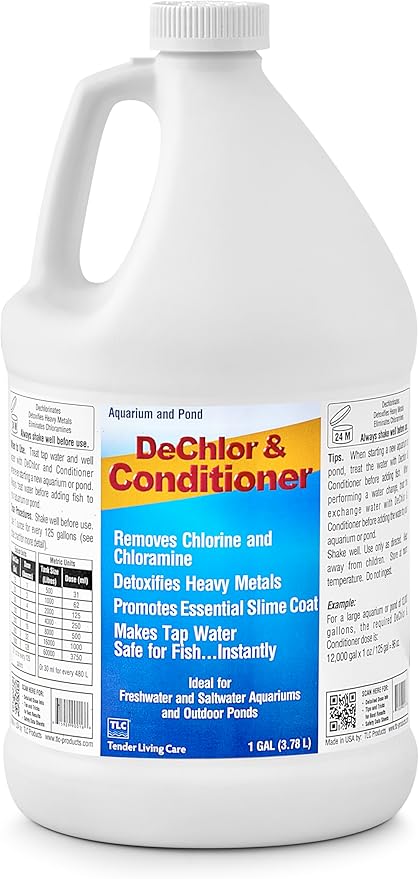 TLC Products, DeChlor & Conditioner, Aquarium Water Treatment, for Freshwater and Saltwater, 1 Gallon
