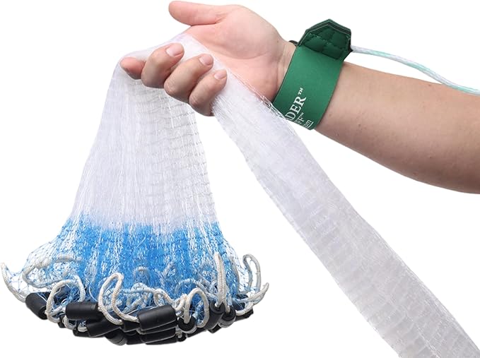 FITEC Super Spreader Nylon Fishing Cast Net, 1/4-Inch X 3-Feet