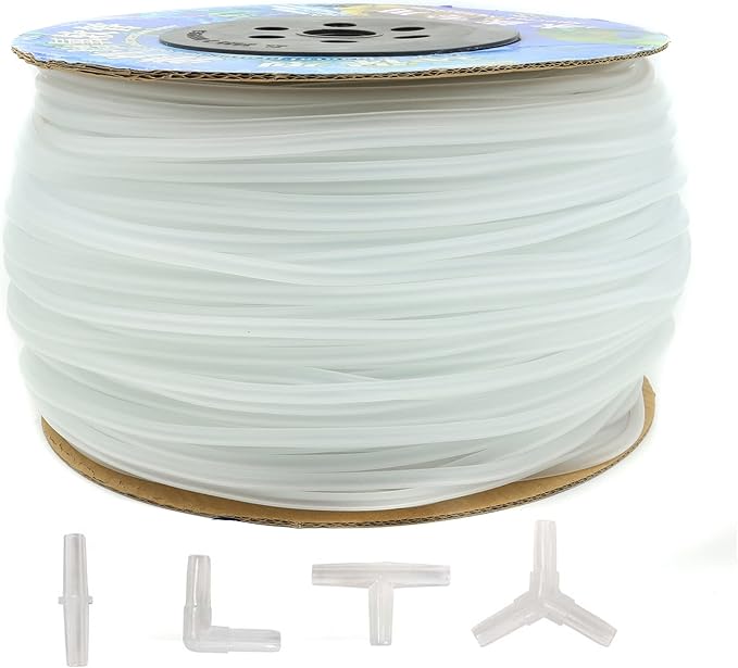 ALEGI 600 Feet Standard 3/16" Flexible Airline Tubing with Connectors for Aquariums, Terrariums and Hydroponics