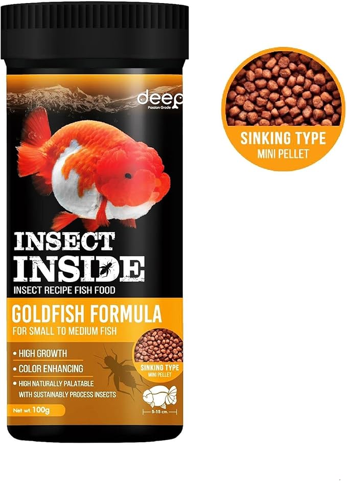 A.D.P. Deep Growth Fast & Jelly Enhancer 100 g. Goldfish Food Mini Sinking Pellet 1.5 mm, High Protein 45% Build Big Body & Color Enhancing Aquarium Baby Newborn Fry Tropical Fish Food