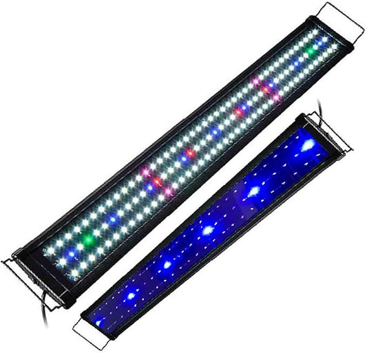 LED Full Spectrum Aquarium Lights, Fish Tank Light with Extendable Brackets for Planted Tanks with 2-Channel Control, Blue White LEDs Aquarium Light for Freshwater Fish Tank