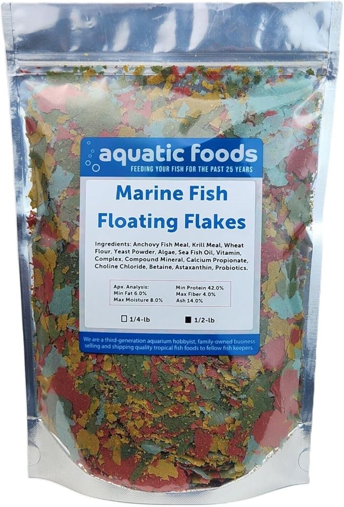Marine Fish Flakes of Red & Green Algae, Seaweeds for Tangs, Butterflies, Angelfish, Anthias, Clown Fish, Damsels...WL…1/2-lb Foil Pouch Bag