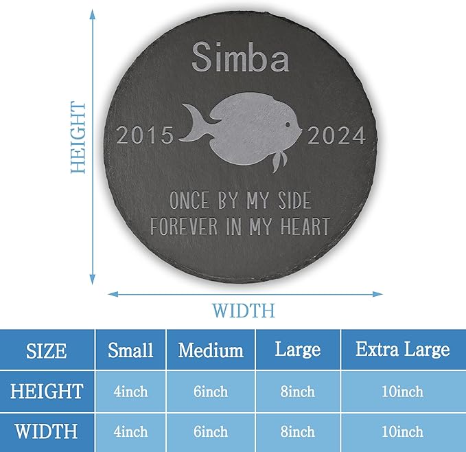 Personalized Pet Memorial, Fish Memorial Stone, Fish Tombstone, Fish Grave Marker, Fish Memorial Gifts, Fish Loss - Round