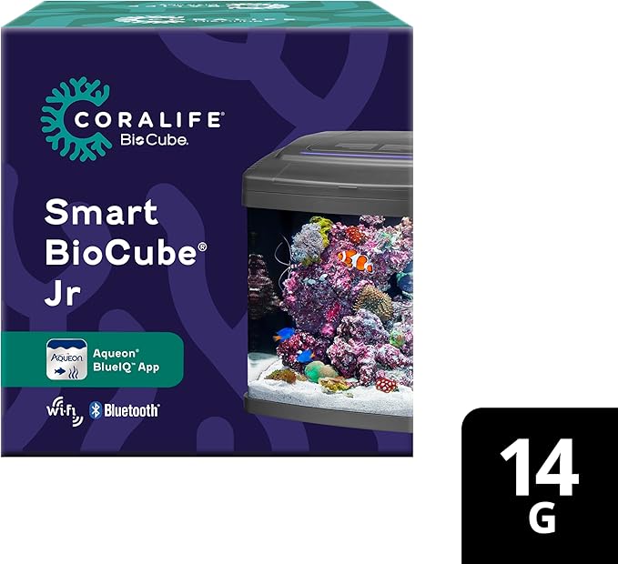 Coralife SMART BioCube Jr, Aquarium Kit, Wi-Fi and Bluetooth Compatible, for Saltwater and Freshwater Environments, 14 Gallons