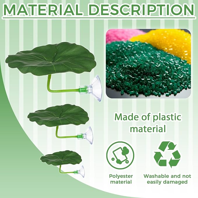 3PCS Betta Fish Leaf Hammock, Soft Aquarium Decor Plastic Plants, Betta Hammock Bed with Suction Cups, Fish Tank Decoration for Sleeping Hiding Playing – Natural Green Lotus Leaf Design