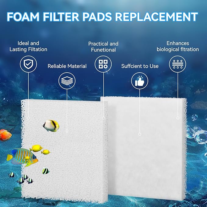 Magluv C4 Poly Foam Pad Fit for Fluval C4 Power Filter White Filter Foam Aquarium Filter Pad Media Replacement, 6-Pack (C4)