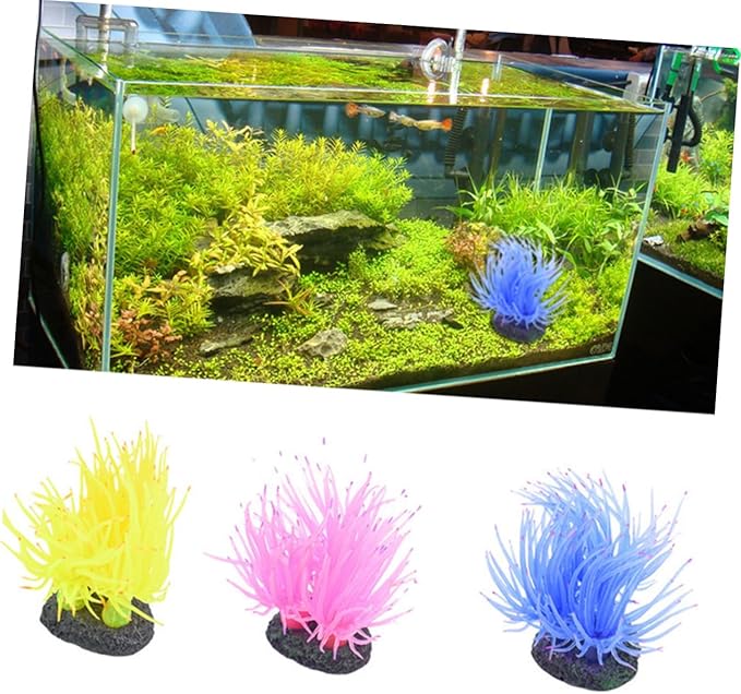 Ipetboom 2pcs Fish Tank Decoration Artificial Plants Anemone Decoration Decorate Blue Decor Artificiales para Plants for Fish Tank Rubber Fish Plants Decor Aquarium Coral