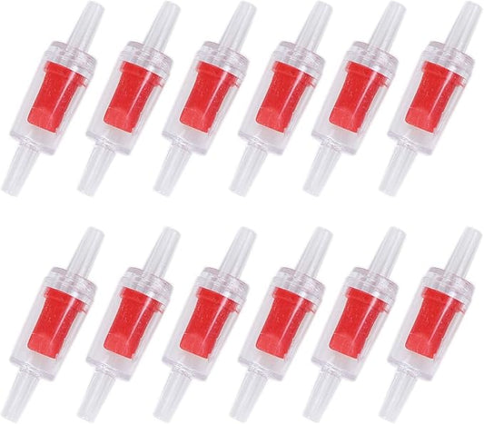 ALEGI Aquarium Air Tubing Accessories Non-Return Valves,Check Valve for 3/16 '' Fish Tank Air Line (Red 12 pcs)