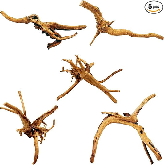 Hamiledyi 5PCS Driftwood for Aquarium 7-9in Natural Reptile Spider Wood Assorted Branches Aquarium Decoration Fish Tank Ornament Decor