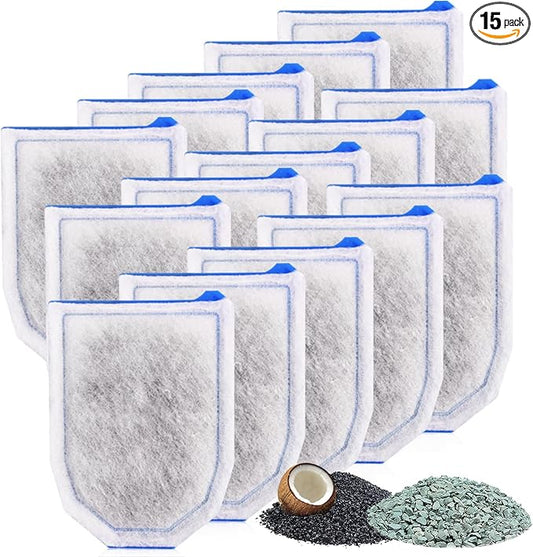 15 Pack Carbon Filter Large Compatible with Tetra Whisper EX30/EX45/EX70 Filters, Replacement Filter Cartridges Compatible with Whisper EX30/EX45/EX70 Filters