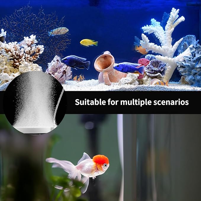 Aquarium Bundle - Aquarium Air Pump Kit and Nano Air Stone Disk, Airline Tubing Check Valve Suction Cup