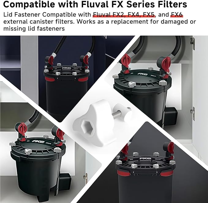 A20215 Replacement Lid Fastener Kit Compatible with Fluval FX6 FX5 FX4 FX2 Canister Filters, for Aquarium Filter Lid Lock Clips Accessories, Filter Parts with 6 Fasteners & 12 Barrel Nuts, 6 Pack