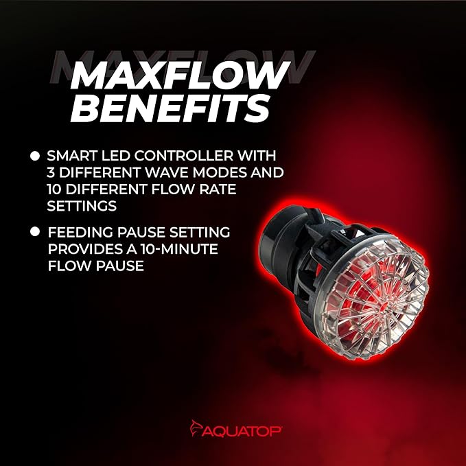 Aquatop MaxFlow MWV-800SLIM DC Wavemaker Pump, 793 GPH – For 10-30 Gallon Tanks, Safe for Salt & Freshwater, Magnetic Mount, Energy-Efficient Circulation
