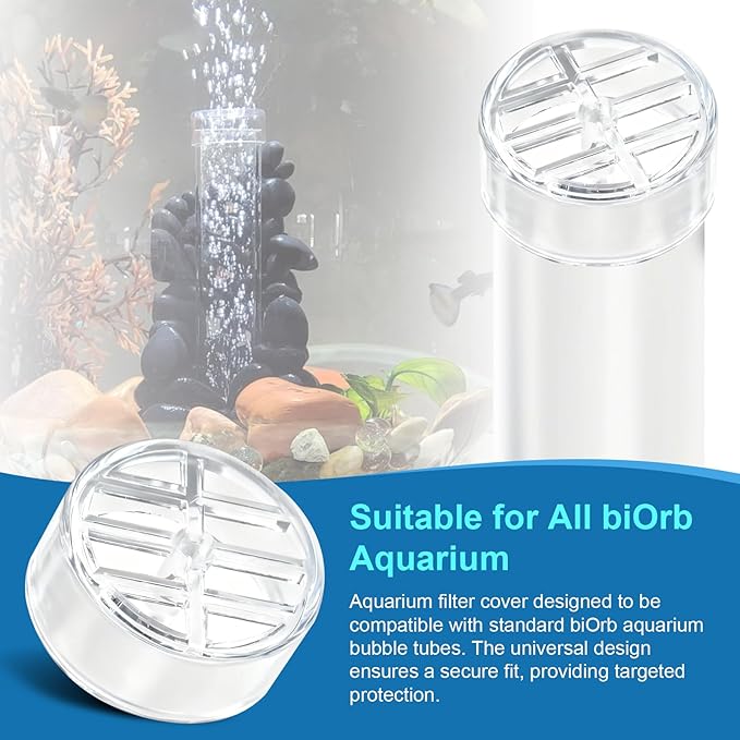 Bubble Tube Guard for biOrb Aquarium, Acrylic Cover Aquariums Prevents Objects, Fish, Snails, Shrimp Out of Filter for Safe and Clean Tank -2PCS