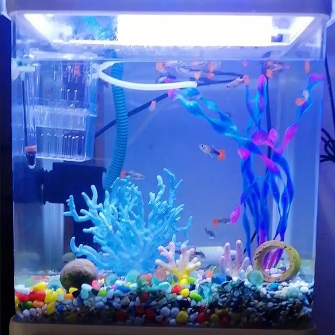 Artificial Aquarium Plants, Green Plastic Fish Tank Decorations, 12 Inch Tall Water Plants with Stable Base, 10 Pack, Safe for Fish (Purple)