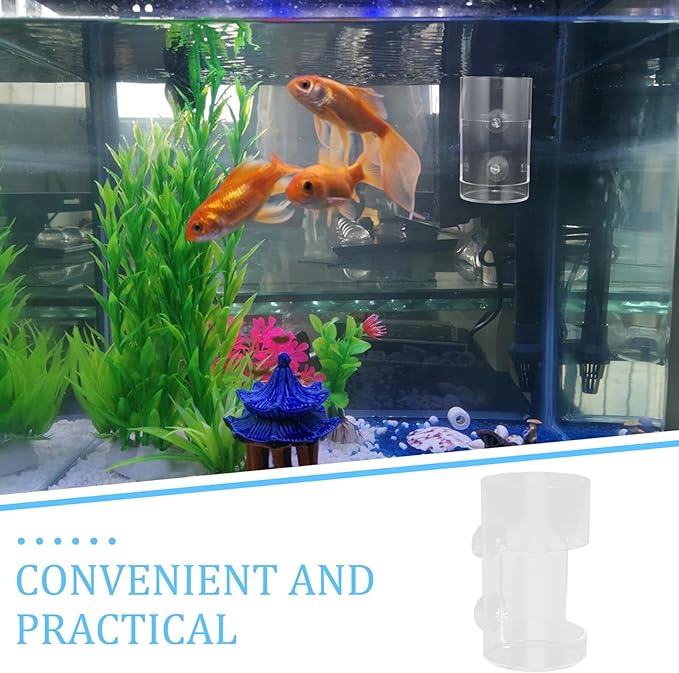 FRCOLOR Automatic Aquarium Feeder Acrylic Fish Food Holder with Suction Cup for Shrimp and Guppy Tanks Small Round Fish Vacation Feeding Tool