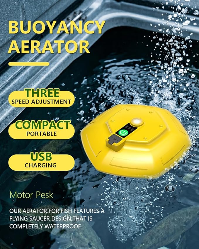 Aerator for Fish Live Minnows Bucket Bait with Fishing Floats Tank Air Bubbler Rechargeable Floating Pump Cooler Basket Portable Well Continuous Oxygen Faucet Tanks Bubble