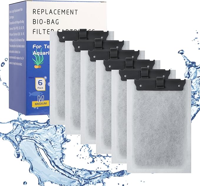 6 Pack Medium Aquarium Filter Cartridge for Whisper Bio-Bag Power Filters, Medium Replacement Filter Cartridges for ReptoFilter