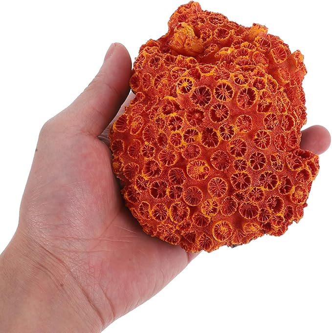 balacoo Aquarium Fish Tank Decorations: Artificial Coral Reef Decor Orange Plant Resin Landscape Decor for, Salt Water