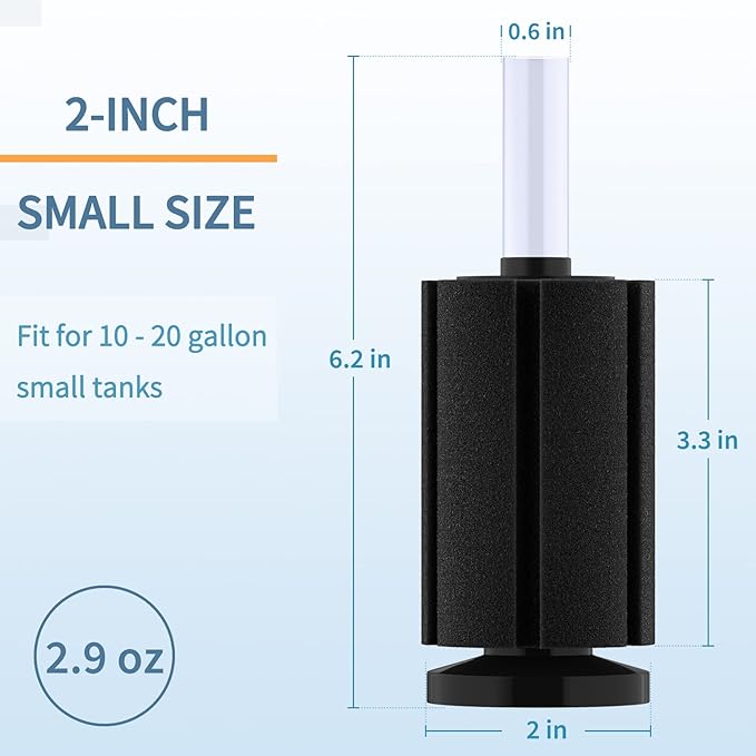 Pawfly Aquarium Bio Sponge Filter Quiet Betta Fry Shrimp and Small Fish Foam Filter for Fish Tanks up to 20 Gallons, 3 Pack