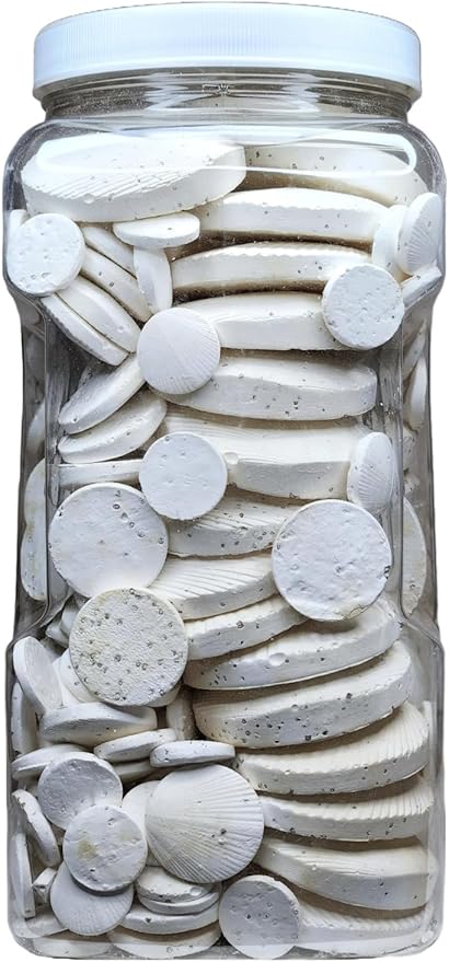 Calcium Feeder Disks for Shrimp, Snails, Crabs, Crayfish, Hermit Crabs and All Tropical Fish, 335 Count Jar of Small-Medium-Large Feeder Disks