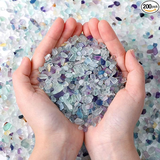 MAIBAOTA Natural Multicolor Fluorite Crystal Quartz Rocks Chips Vase Filler Rocks for Succulent Plant Small Fish Tank Aquarium Gravel Decorative Pebbles Stones(200 gram)