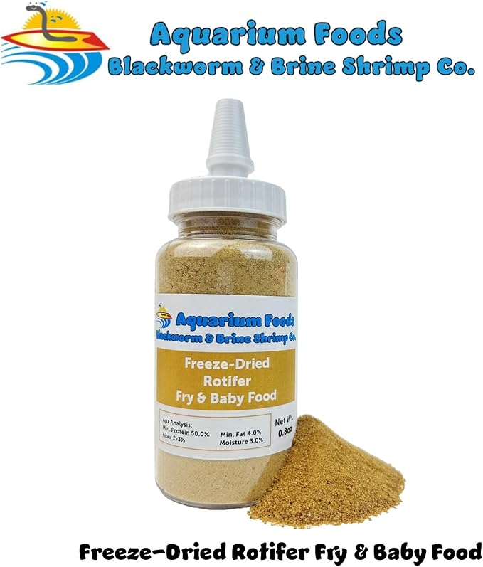 Rotifers Powder-Micro Bits Fry & Baby Food, for Freshwater Fish, Marine Fish, Baby Pond Fish, Corals, Anemones, All Tiny Nano Fish, Fry and Babies…0.8oz Med Squeeze Bottle