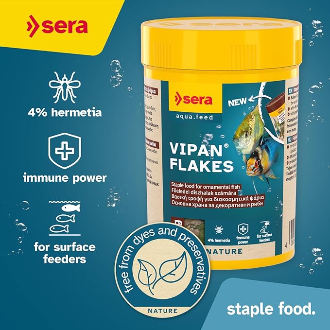 Sera Vipan Tropical Flakes 100 ml 0.7 oz (22 g) | Floating Fishfood with 4% Insect Protein & Probiotics | Aquarium Fish Food for Freshwater Aquariums
