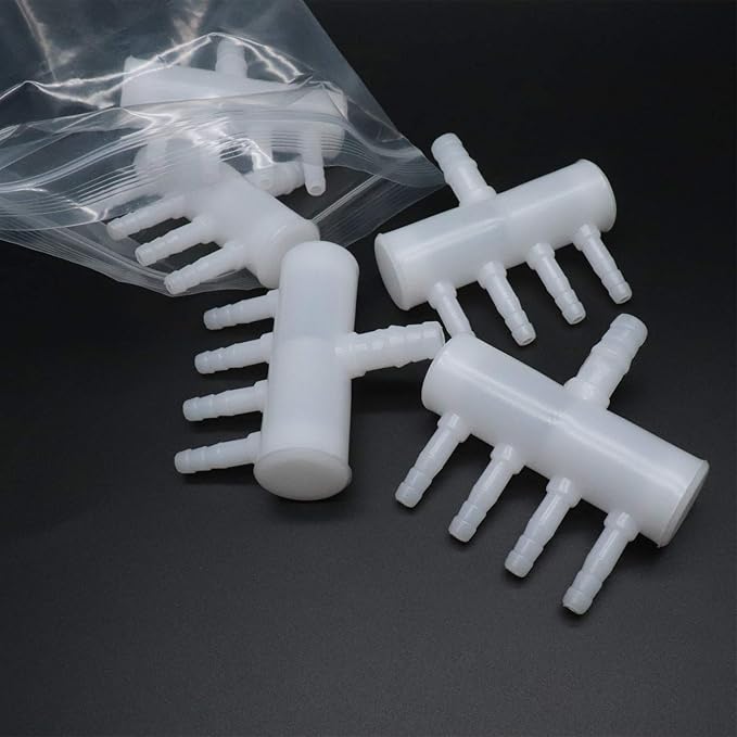 Xiaoyztan 5 Pcs Aquarium 4-Way Air Line Plastic Splitter Air Pump Tubing Connector for Air Flow Diffusion