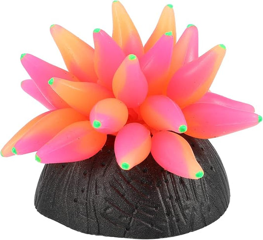 VOCOSTE Aquarium Simulation Bubble Coral, Silicone Fluorescent Coral Glow Ornaments Fish Tank Landscape Decoration, Rose Red