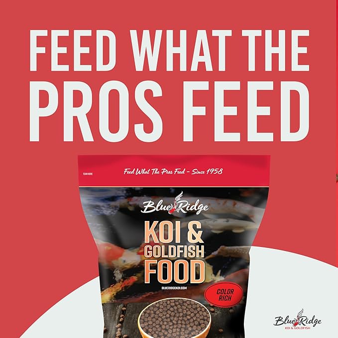 Blue Ridge Koi Fish Food 5lb - Koi Food Color Growth Formula, Goldfish Food, Premium Fish Food for Ponds, Ponds Fish Food, Floating Pond Pellets