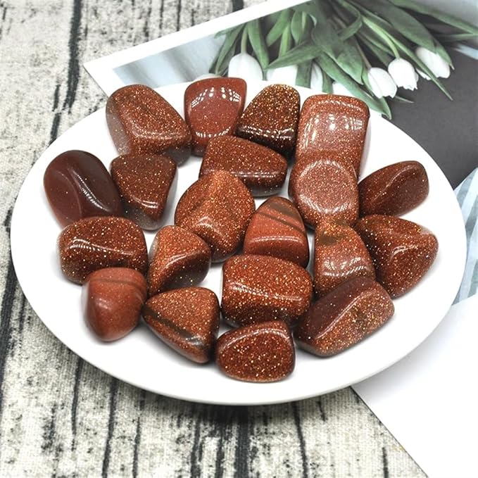 AtkitS Natural Natural Red Goldstone Sand Gravel Specimen Size Irregular Tumbled Stone Reiki Healing Crystal Quartz Mineral Aquarium Home Decor (Size : 50g)