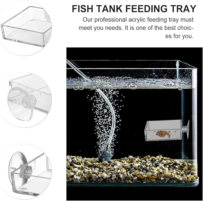 5pcs Aquarium Shrimp Feeder Dish with Suction Glass Fish Tank Feeding Bowls Clear Dishes Tray
