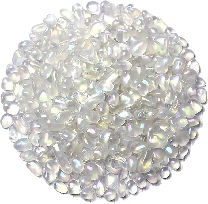 WAYBER 1Lb/460g Irregular Sea Glass Stones Artificial Crystal Gem Pebbles for Aquarium/Turtle Tank/Terrarium/Flowerpot/Vase Landscape Ornament Decoration, Hyun White