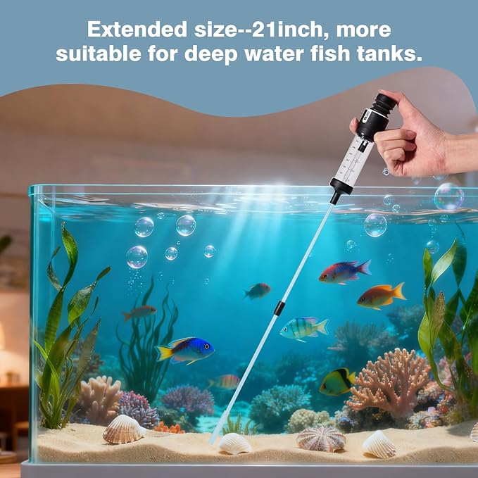Aquarium Siphon Cleaner for Waste Remover Coral Feeder Fish Feeder, Upgraded 21inch Aquarium Siphon Pipette Sand Cleaner, Fish Tank Feeding Tube