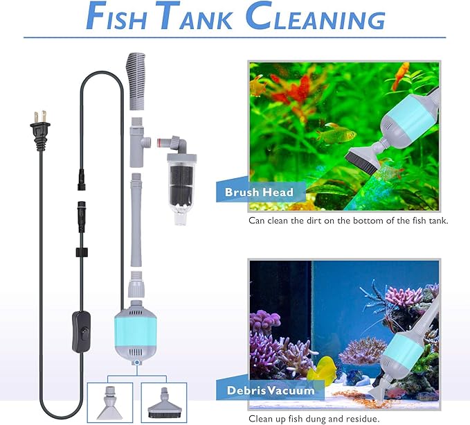 hygger 360GPH Electric Aquarium Gravel Cleaner and New Mode 24/7 Timer LED Aquarium Light