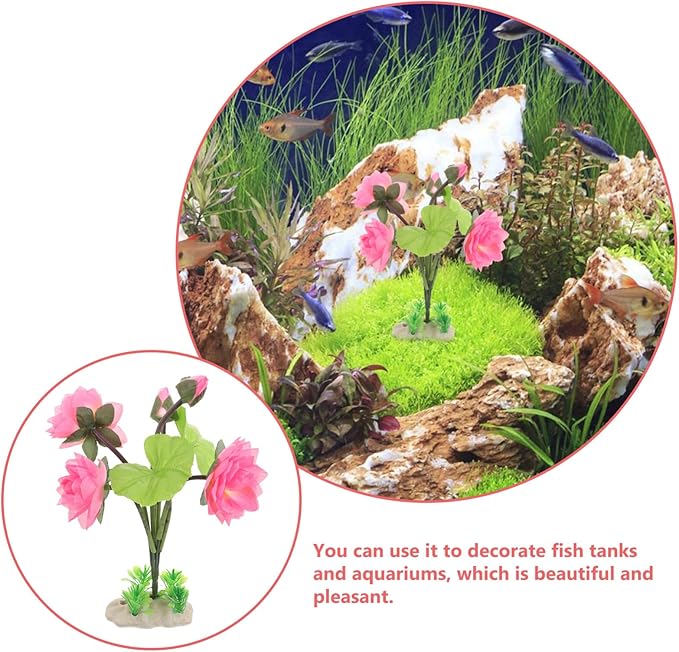 Milisten Artificial Lotus Flower Decoration for Fish Tank Realistic Faux Water Lily Ornament for Aquariums Elegant Aquarium Plant Accessory for Home and Office Decor