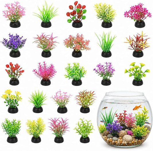Gadpiparty 20pcs Mini Aquarium Plants, Fake Aquarium Plants, for Fish Tank Adornment, for Home Office