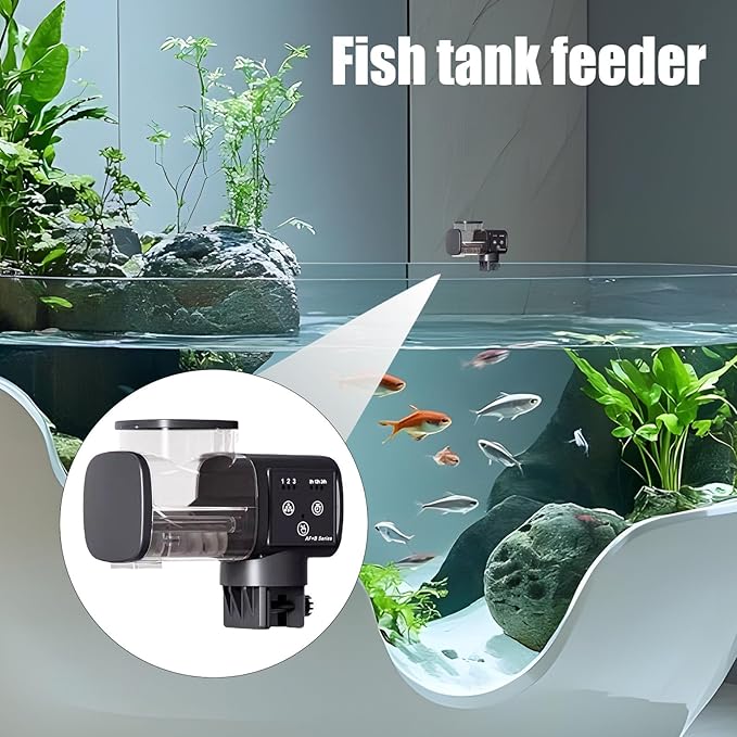 Fish Feeder for Aquarium | Waterproof Feeding Dispenser | Automatic Fish Feeder | for Betta Turtle Pellet Vacation Weekend Day Traveling Pond