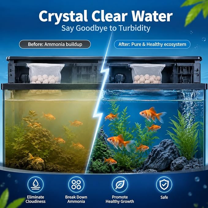 Sukh 30oz Ceramic Bio Balls - 4 Bags Fish Tank Sphere Filter Media Nano-Tech Bio-Spheres Bio Media for Aquarium,Fish Tank Sump,Pond,Freshwater,Canister Filter and Koi Ponds