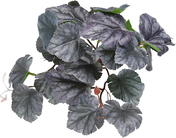 2PCS Artificial Water Plant,Simulation Vine,Lifelike Plastic Leaves Decoration with Suction Cup,Plastic Plant Aquatic Water Grass Decor for Fish Tank (Bicolor Begonia Leaves)