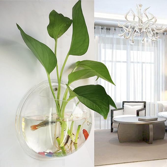 Wall Hanging Fish Bowl,Acrylic Wall Mounted Plant Pot,Small Fish Tanks,Decorative Planter Aquariums,for Home Office Decor