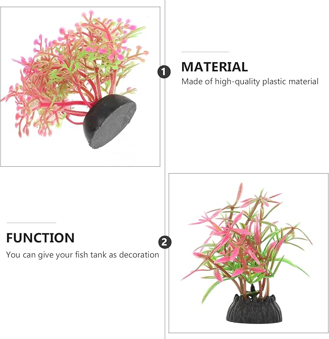 Ipetboom 20pcs Fish Tank Decorations Set Aquarium Plants, Colorful Artificial Decor - Mini Plastic Water Plants Grass Accessories for Beta Goldfish Turtle, Random Color