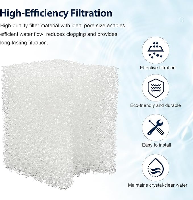 Underwater Filter Bio-Foam Pads Compatible with Fluval U1 Filter, Aquarium Foam Filter Media, Filter Sponge Replacement Parts for Aquaclear Canister Aquarium Fish Tank (4 Pack)